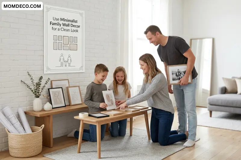use minimalist family wall decor for a clean look