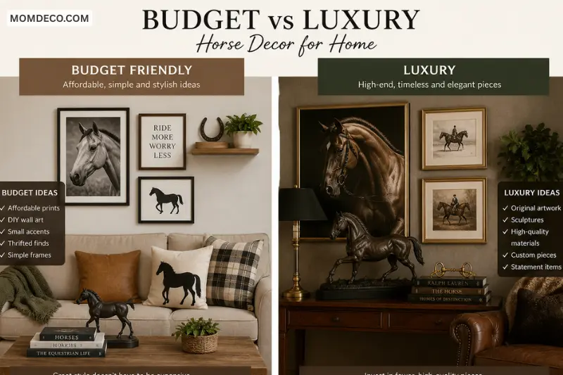 budget vs luxury horse decor for home