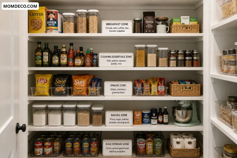 create pantry zones for better organization