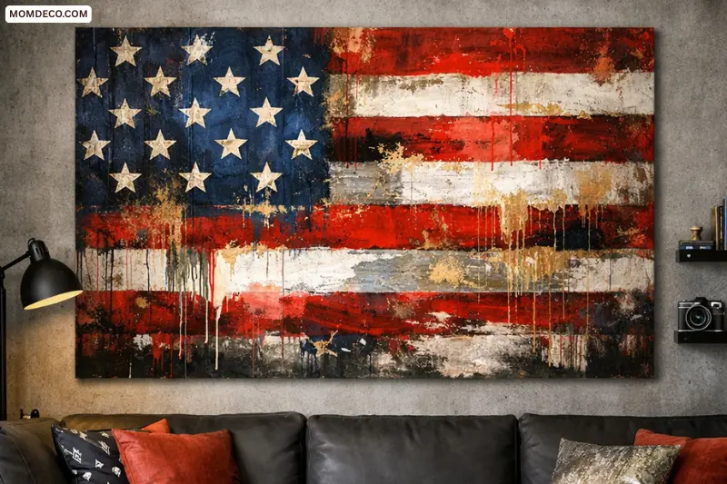mixed media and abstract flag art