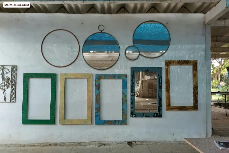porthole-style mirrors and frames