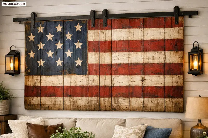 rustic barn door flag displays