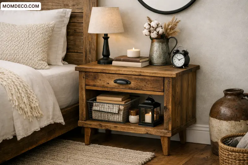 rustic reclaimed wood nightstand