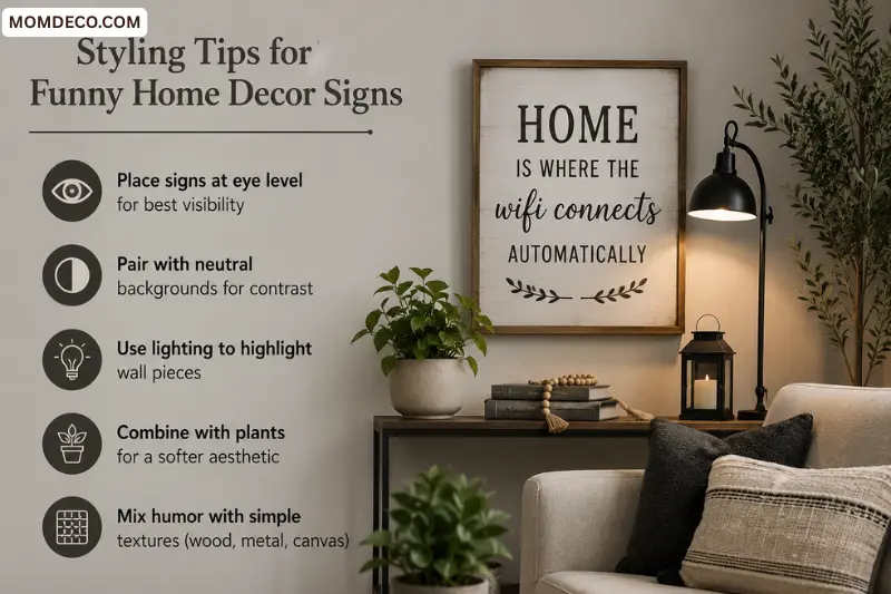 styling tips for funny home decor signs