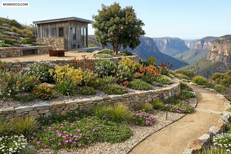 introduce a feature garden bed on each terrace