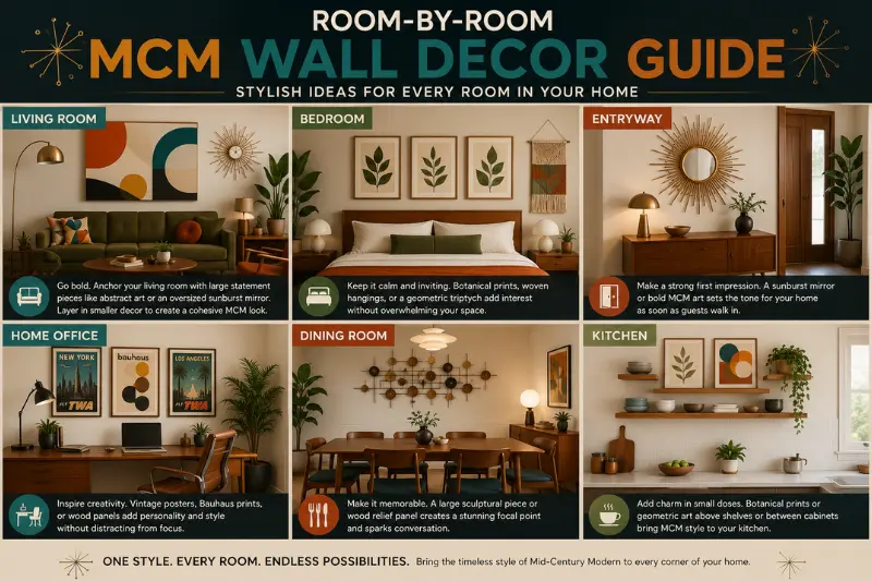 room-by-room mcm wall decor guide